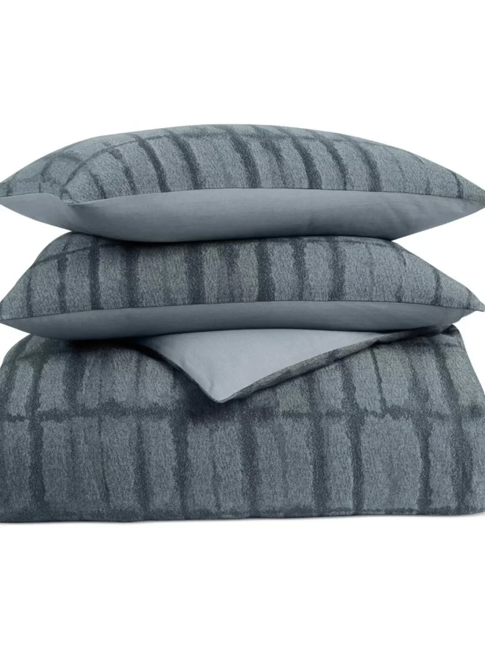 Oake Indigo Shibori Stripe Duvet Cover 3pc Set - Full/Queen Blue Cotton Bedding